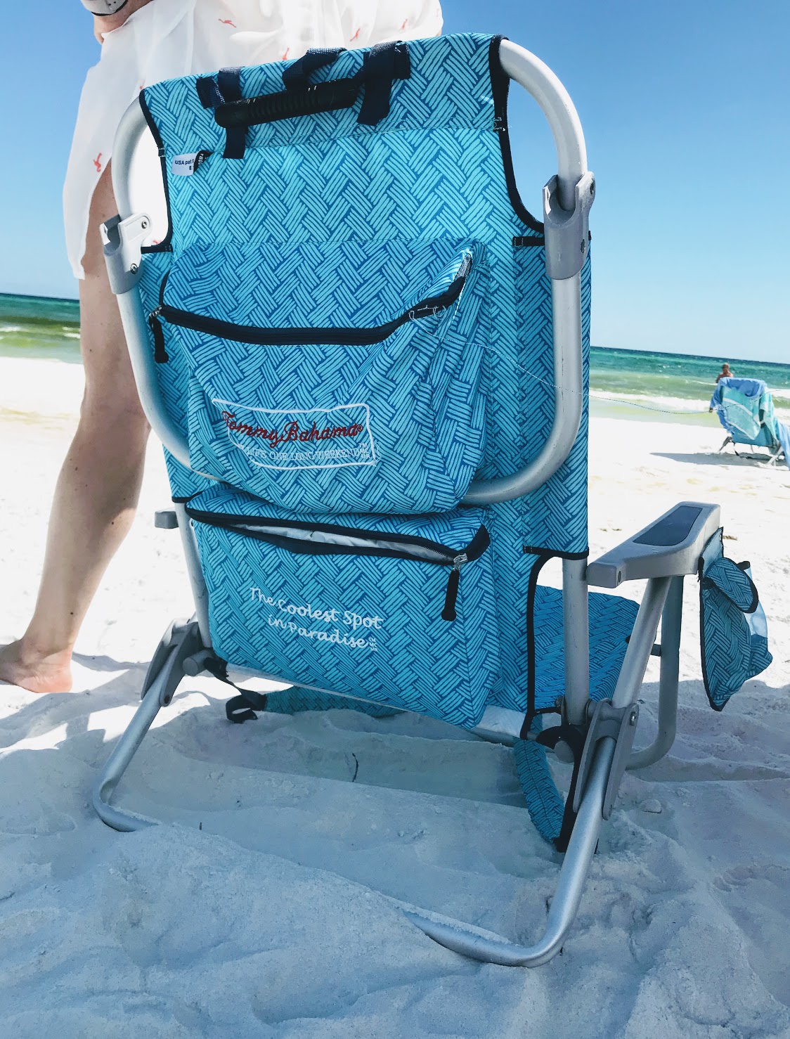 Folding Beach Chair with a Cooler Bag, Backpack Straps, and Canopy